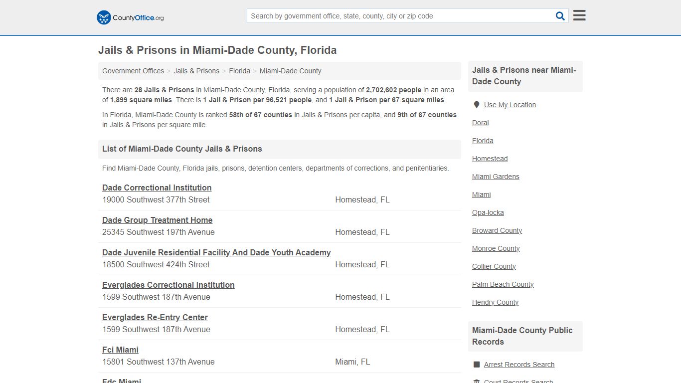 Jails & Prisons in Miami-Dade County, Florida - County Office